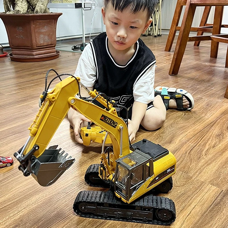 大号合金遥控挖掘机儿童玩具车男孩汽车仿真电动挖土机工程车功能