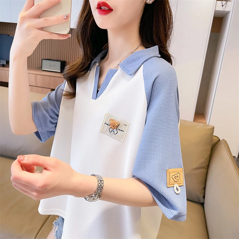 短袖t恤女宽松大码夏季新款POLO衫休闲小众减龄显瘦上衣韩版ins潮