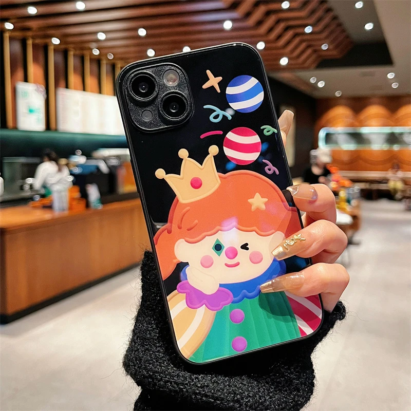 适用iPhone15promax苹果14高级手机壳保护套13快乐小丑12玻璃壳11