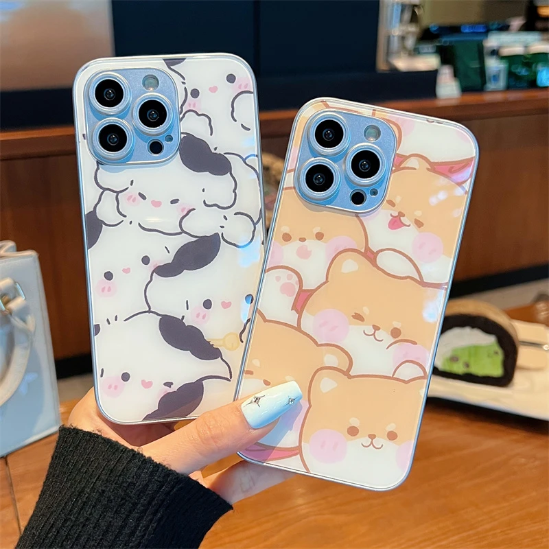 适用iPhone14promax苹果13高级手机壳保护套11满屏萌宠12玻璃壳xr