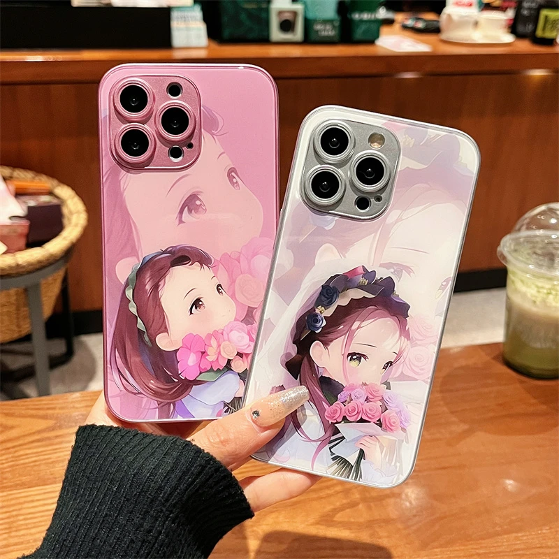 适用iPhone14promax苹果13高级感手机壳保护套11婚纱女孩12玻璃壳