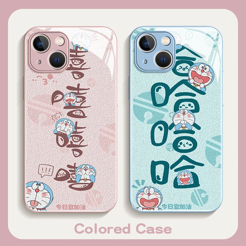 适用iPhone15promax苹果14高级感手机壳保护13嘻哈叮当猫12玻璃壳