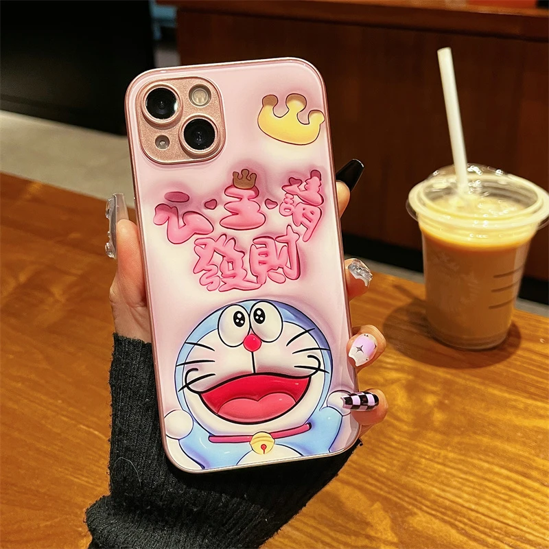 适用iPhone15promax苹果14高颜值手机壳保护套13发财哆啦12玻璃壳