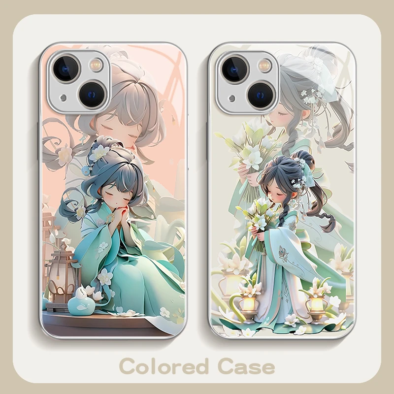 系帆妮适用iPhone15promax手机壳13苹果14古风少女vivo华为小米壳