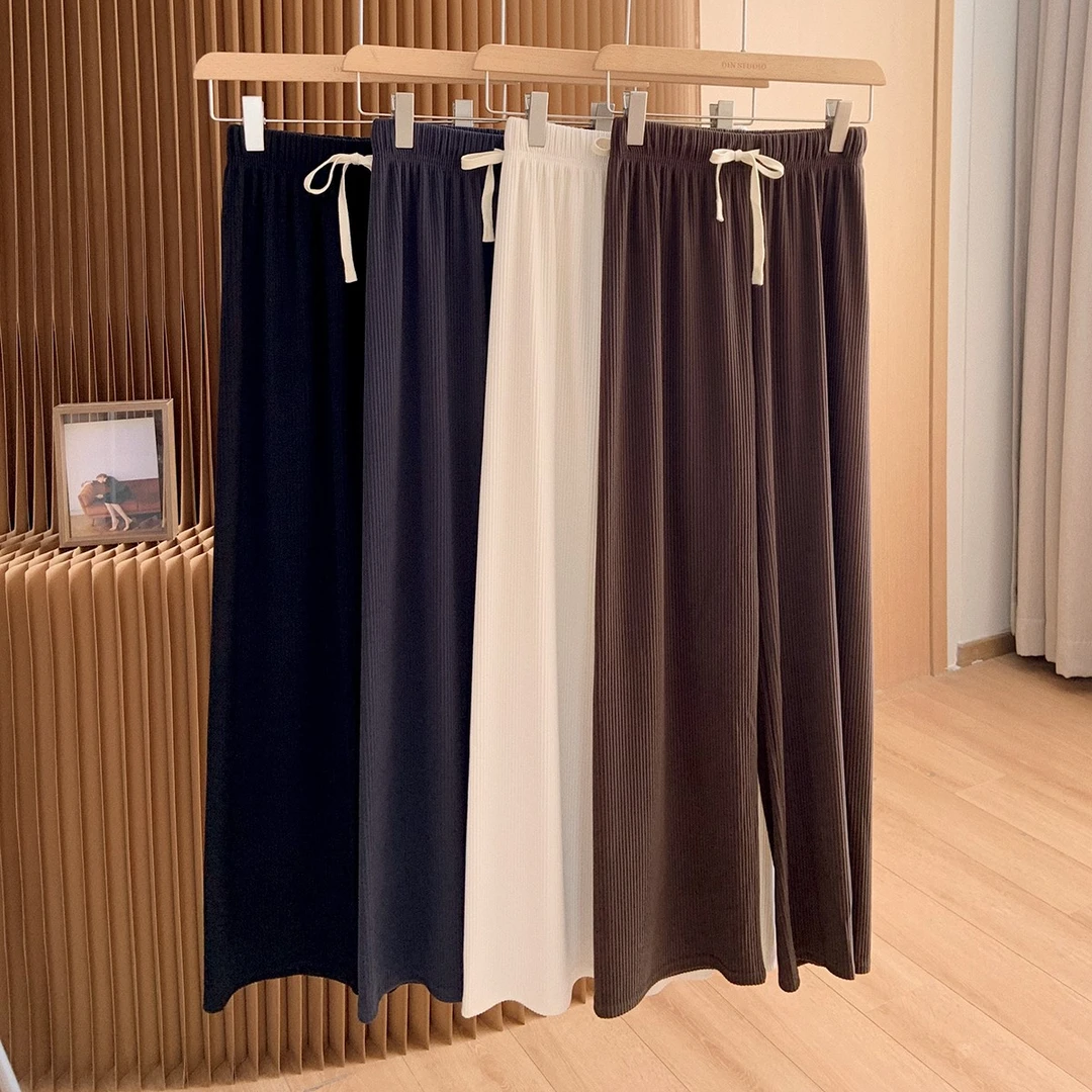 大叮自制 清仓！高腰竖坑条垂垂糯米裤休闲裤 K1111