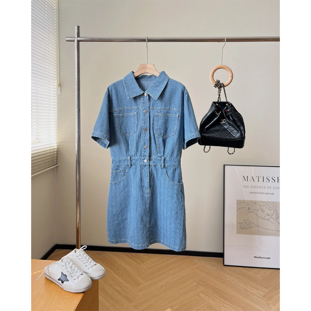 大叮自制 清仓！小个子短袖牛仔连衣裙 L557