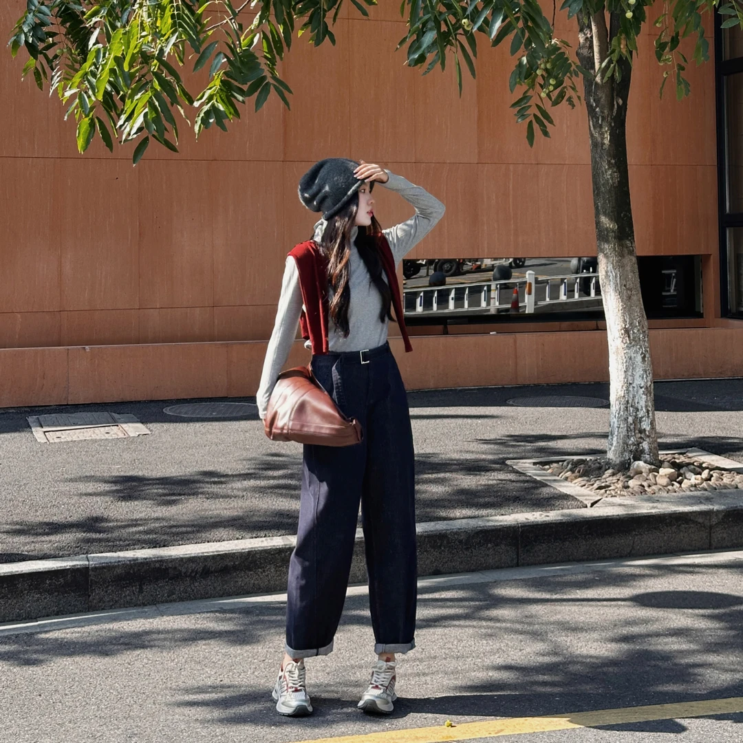 UNPRETTY BEAUTY【巨无霸瘦】秋冬原色复古感腰带牛仔裤-HQ249250