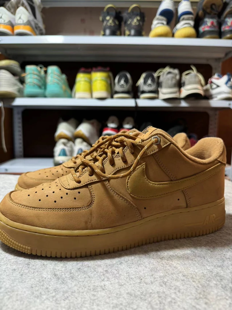中古球鞋/44.5码/Nike AF1休闲轻便 舒适透气板鞋低帮/小麦/2019