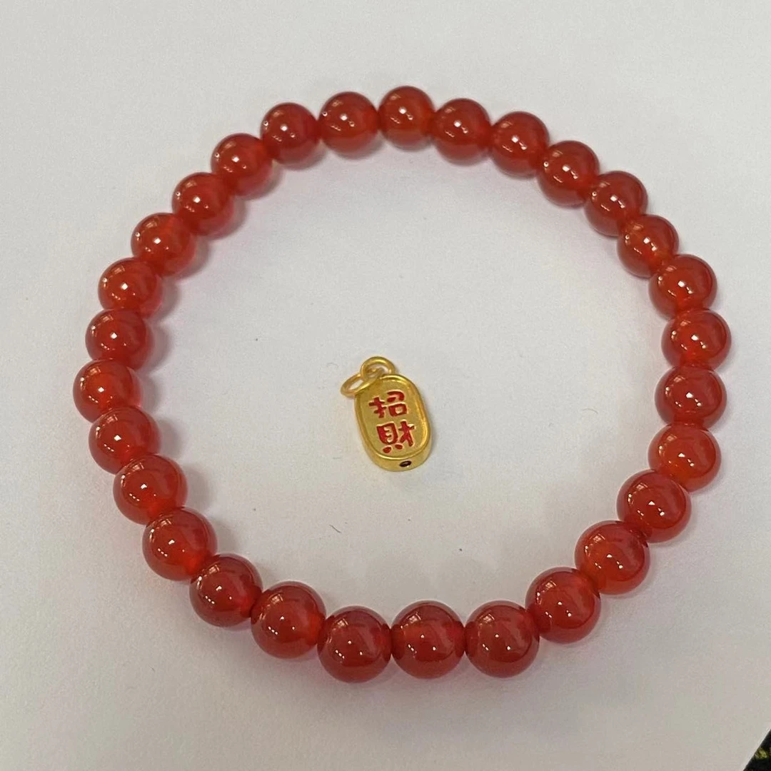 足金999招/财纳福牌玛 瑙手链时尚@@A270