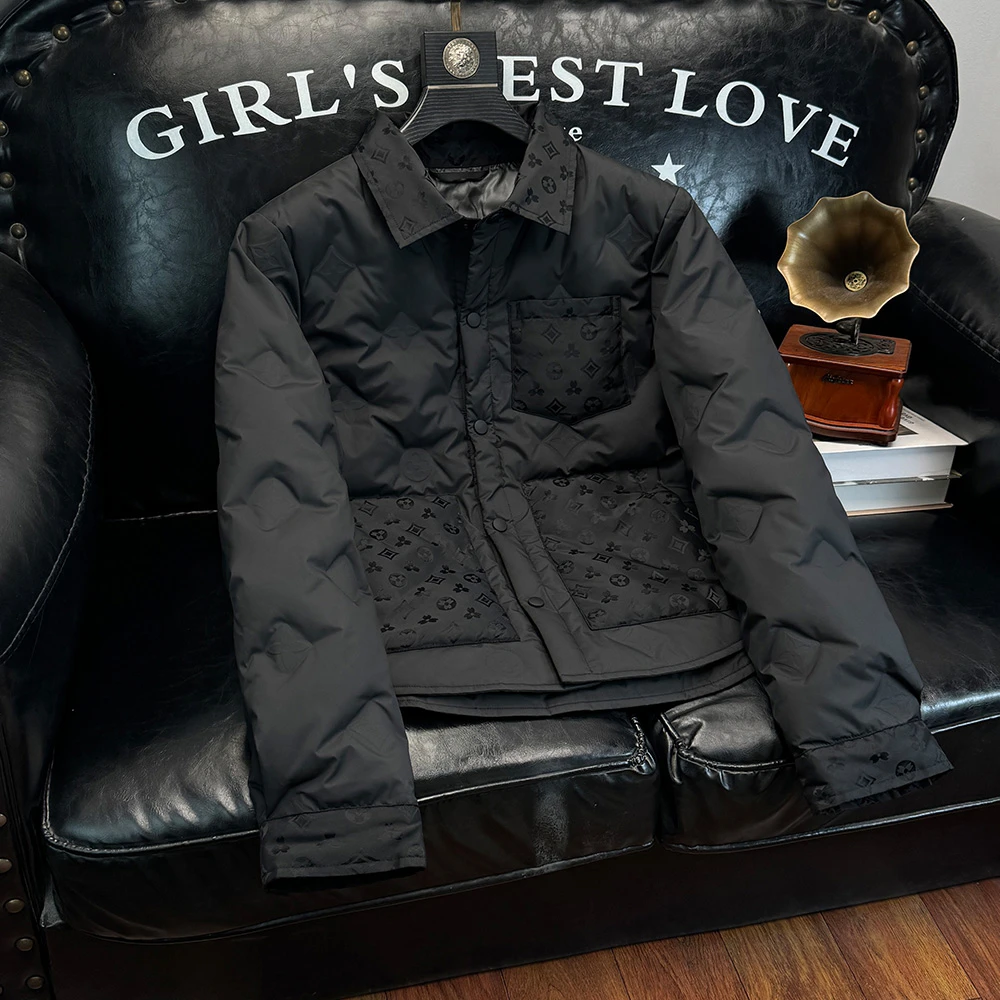 羽绒服纽扣纯色保暖时尚拼接秋冬加厚休闲短款轻薄修身立领