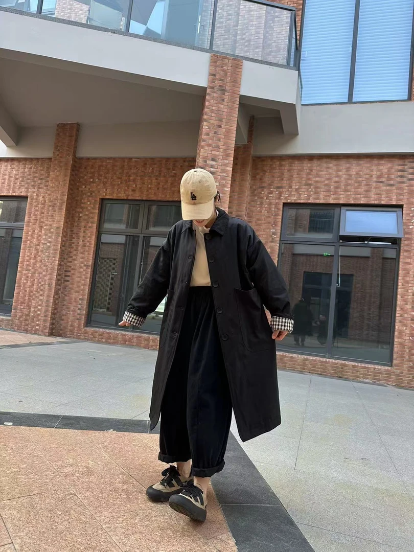 日系简约大版长款宽松棉衣保暖秋冬8682-1加绒时尚休闲冬季加厚