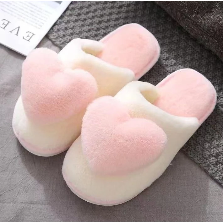桃心爱心冬季棉拖鞋公主风可爱防滑保暖室内软底居家少女棉拖鞋