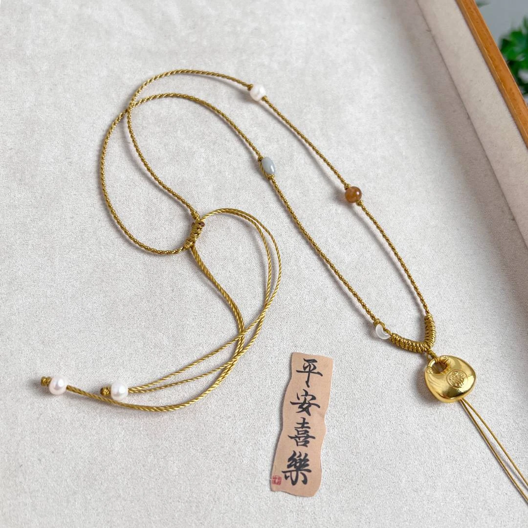 非金属布艺项链 手工编织锁包挂坠绳平安扣挂绳吊坠挂件绳毛衣链