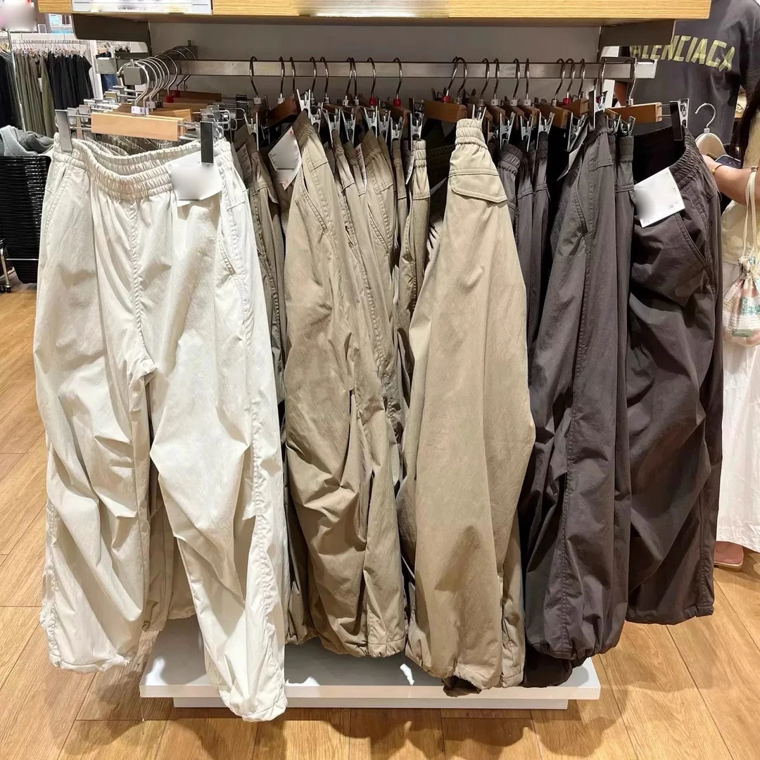 加绒加厚 24冬加绒保暖工装裤男女休闲阔腿裤松紧伞兵裤长裤