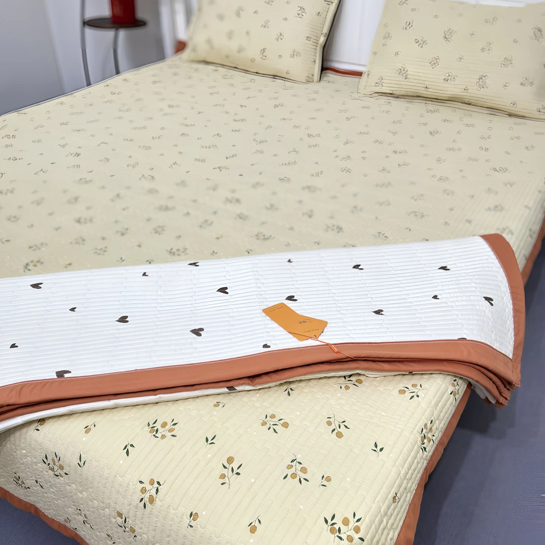 2024新品加厚绗缝亲肤透气有氧双层纱四季床盖