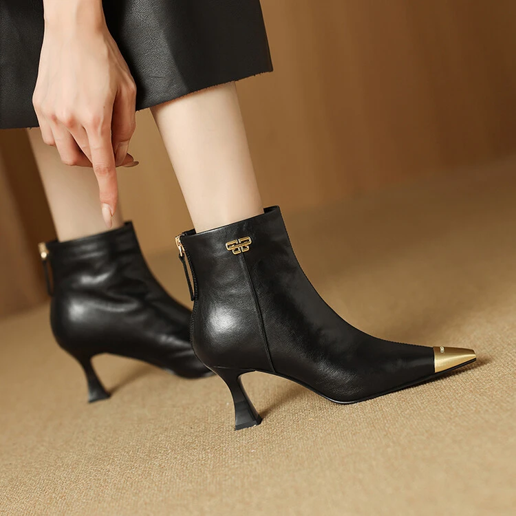 羊皮6cm/34-39/出游穿搭百搭新款小方头细高跟防滑性感时尚瘦瘦靴