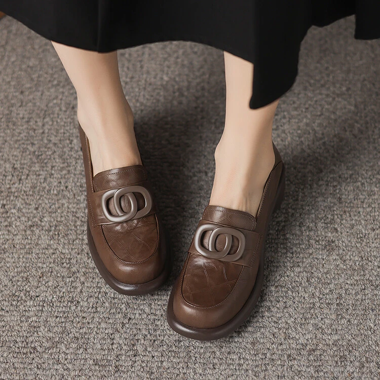 牛皮4.5cm/33-40/出游百搭早秋复古简约巨好穿圆头粗跟时尚单鞋