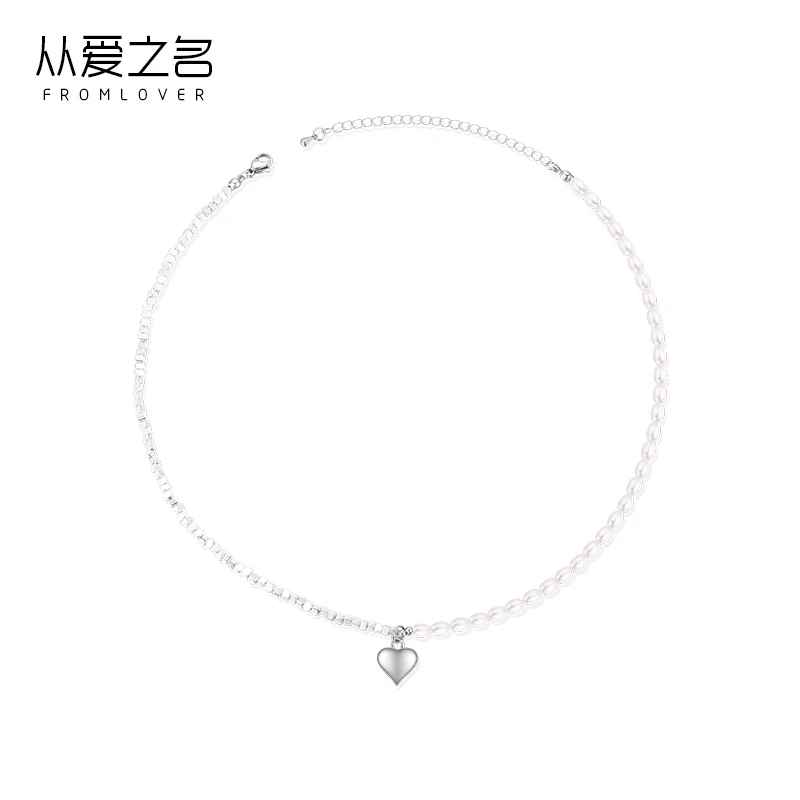 FROMLOVER/从爱之名 合金项链 碎银爱心项链 气质时尚百搭小众