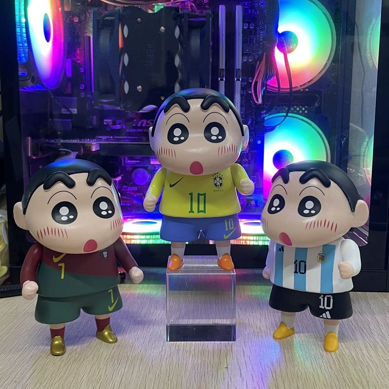 蜡笔小新之足球巨星内马尔/梅西/C罗 办公室桌面摆件脖子手臂可动