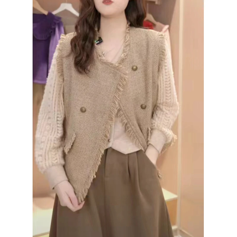 【大脸哈】复古气质流苏小香风马甲女2025新款百搭开衫马夹外穿背心