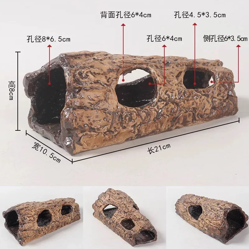 大号陶瓷爬宠躲避屋鱼缸造景装饰洞穴树洞乌龟晒台蜥蜴守宫沉水