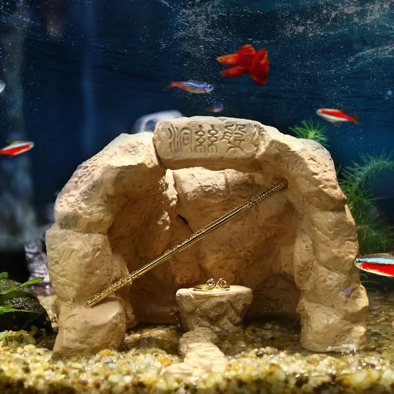 陶瓷工艺大话西游鱼缸造景装饰乌龟鹦鹉鱼躲避屋微景观沉水摆件