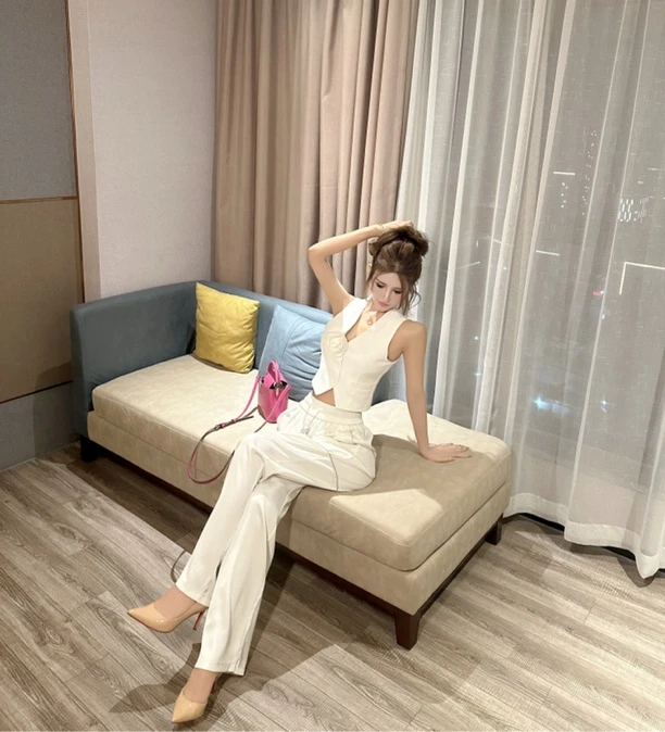 高级感气质显瘦链条裤