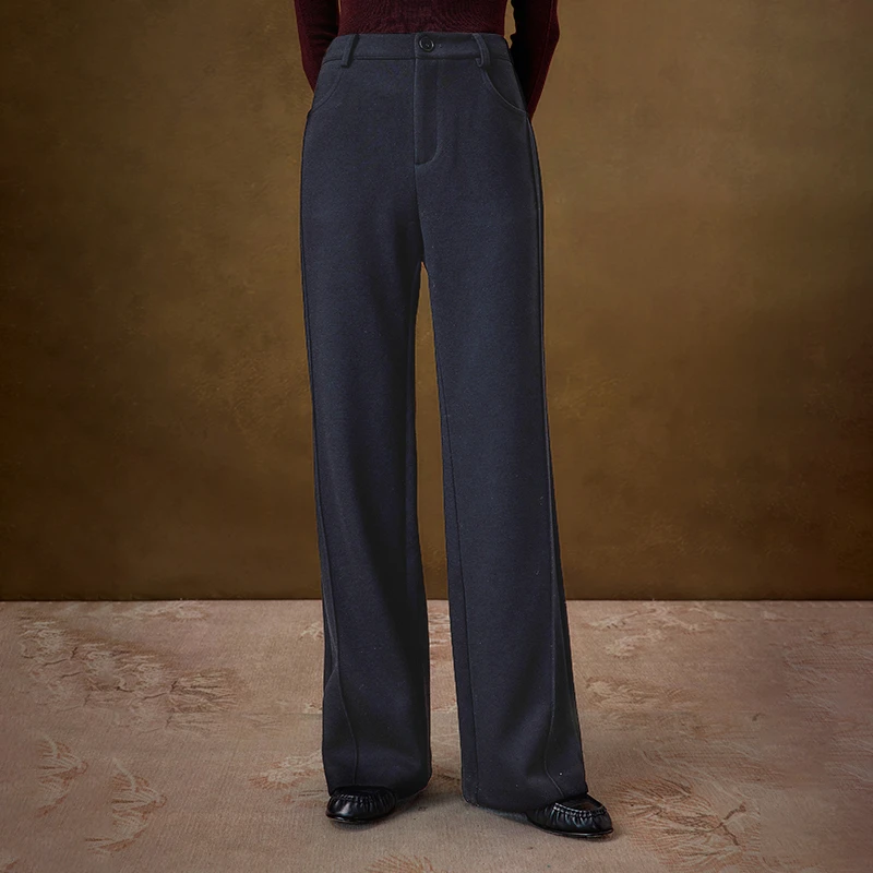 VGRASS维格娜丝冬季新款百搭气质微喇显瘦休闲裤女DSK4P4224Z