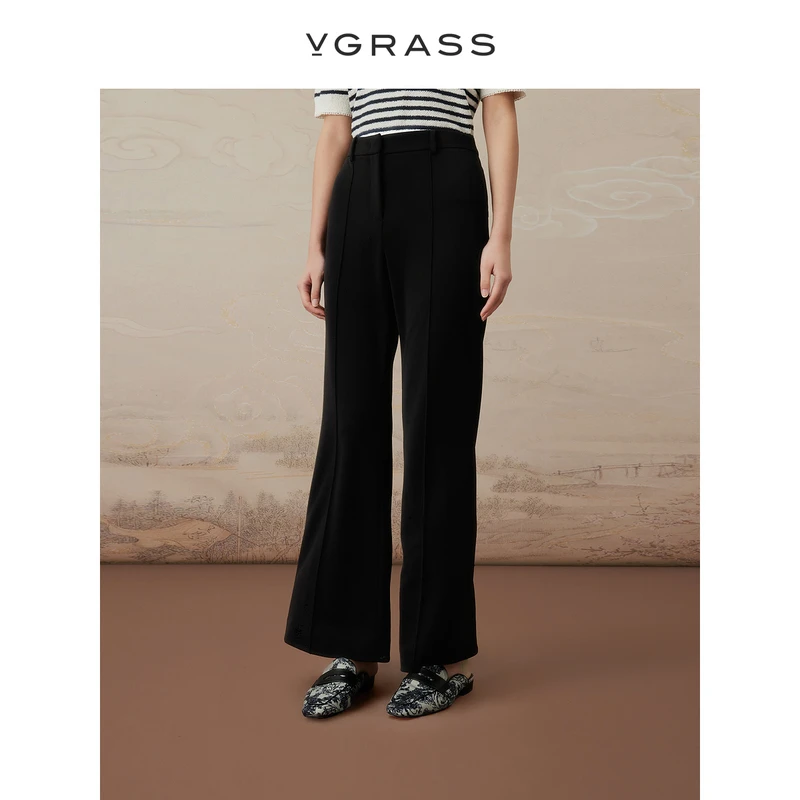 【晨粉专享】VGRASS欧若智性风秋季时尚摩登微喇叭长裤女VSK4O31530