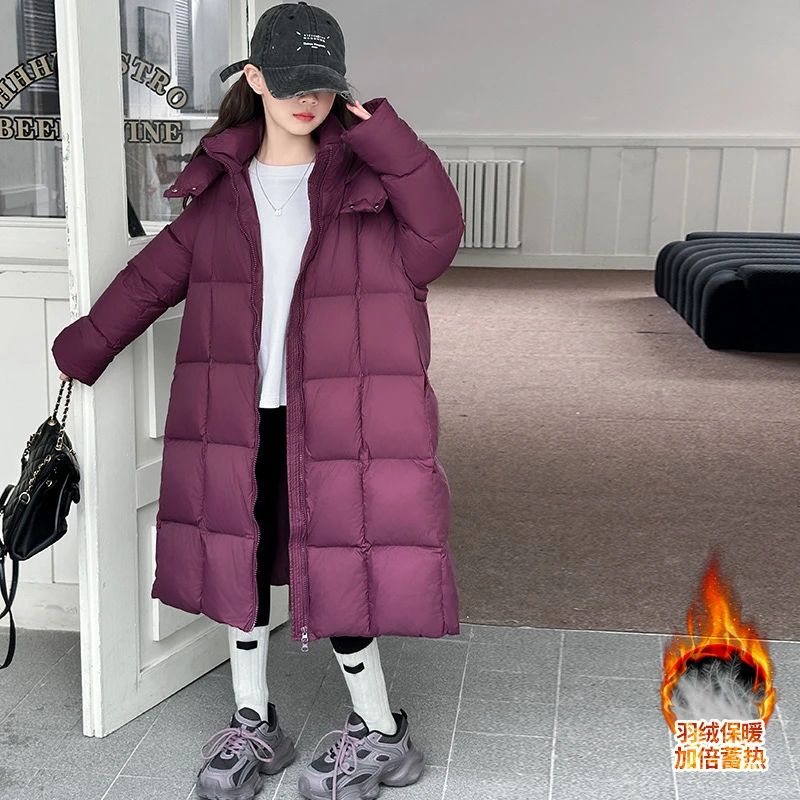 儿童羽绒服2024新款女童中长款洋气女孩女大童冬季童装加厚外套