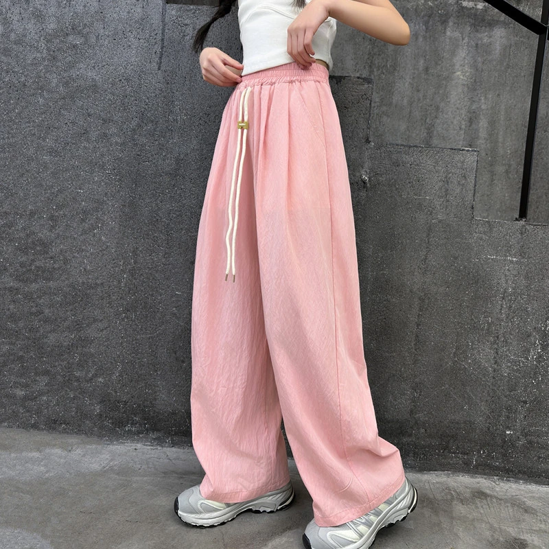 女童夏装冰丝山本裤2024夏季新款中大童洋气薄款阔腿裤休闲防蚊裤