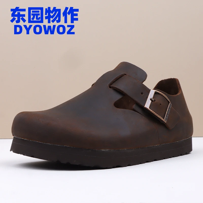 東园物作夏季时尚包头时尚真皮一脚蹬时尚真皮一脚蹬勃肯鞋包头鞋