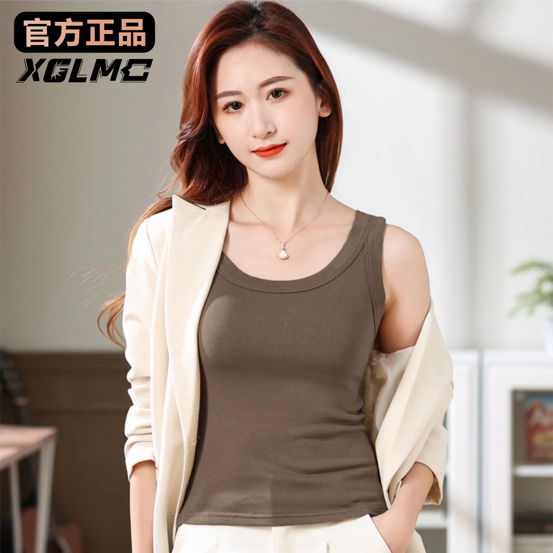 螺纹棉新款百搭吊带背心女宽肩内搭外穿女士防走光修身打底上衣女