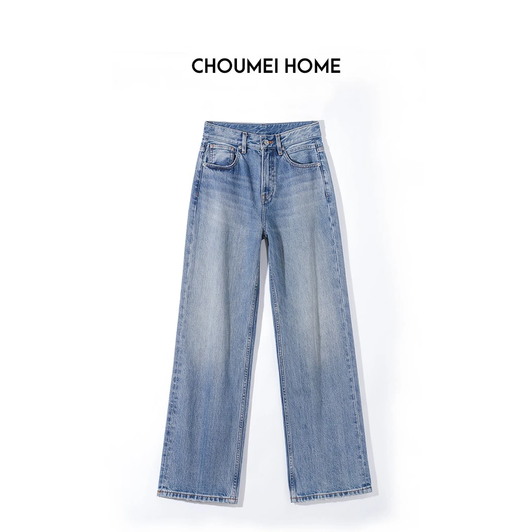 ChoumeiHome康龙面料牛仔裤女高级穿搭洗水显瘦窄版直筒牛仔裤