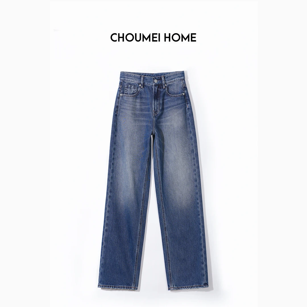 Choumei Home  康龙面料  美式复古窄版直筒牛仔裤女