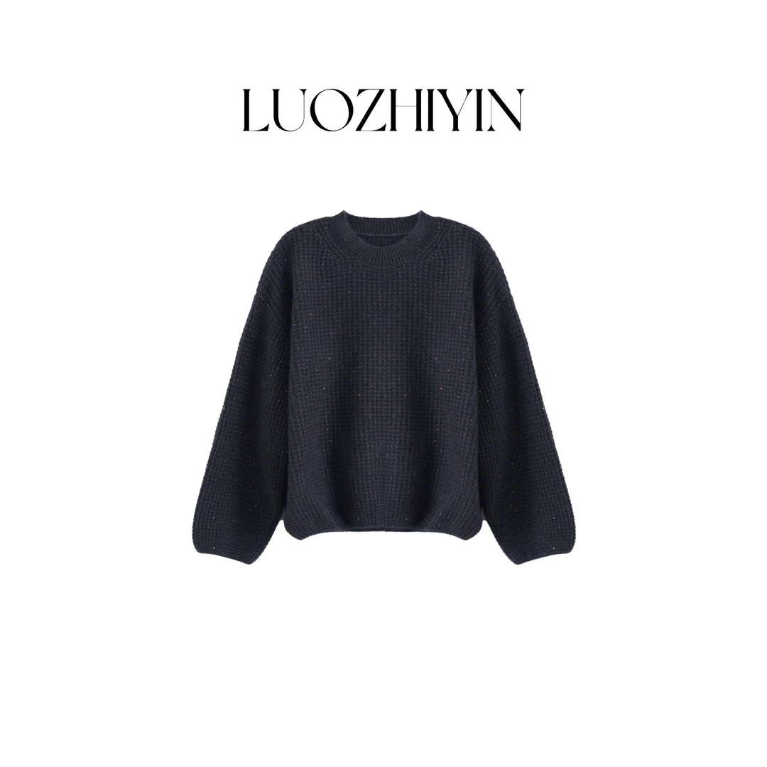 LUOZHIYIN罗知音T68718TZ精纺绵羊毛宽松针织毛衣圆领针织上衣