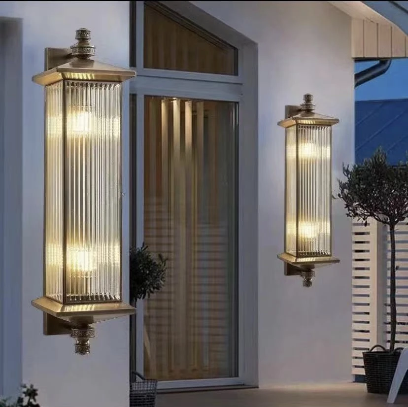 墙灯客厅全铜壁灯太阳能户外防水别墅大门两侧外墙庭院中式室外长