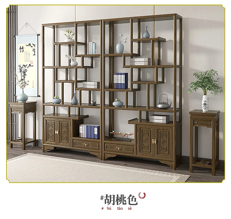 多宝阁两门一斗博古架茶叶茶具古董摆件置物架储物架组合