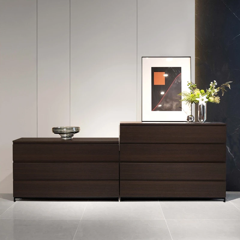 意式极简烟熏木卧室三四斗柜储物柜门厅柜抽屉柜收纳柜简约现代