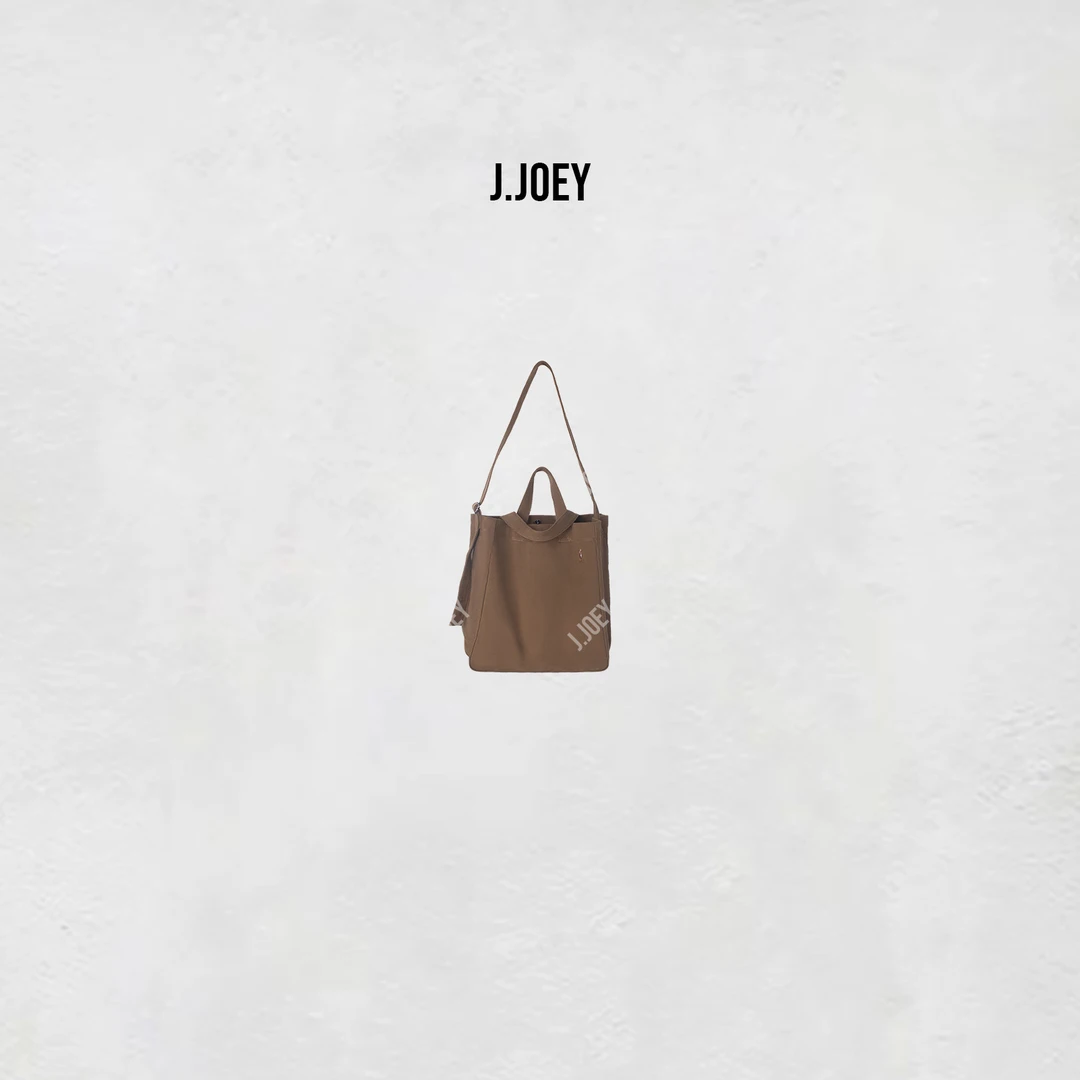 J.JOEY 卡其色手提帆布包可调节单肩包0642