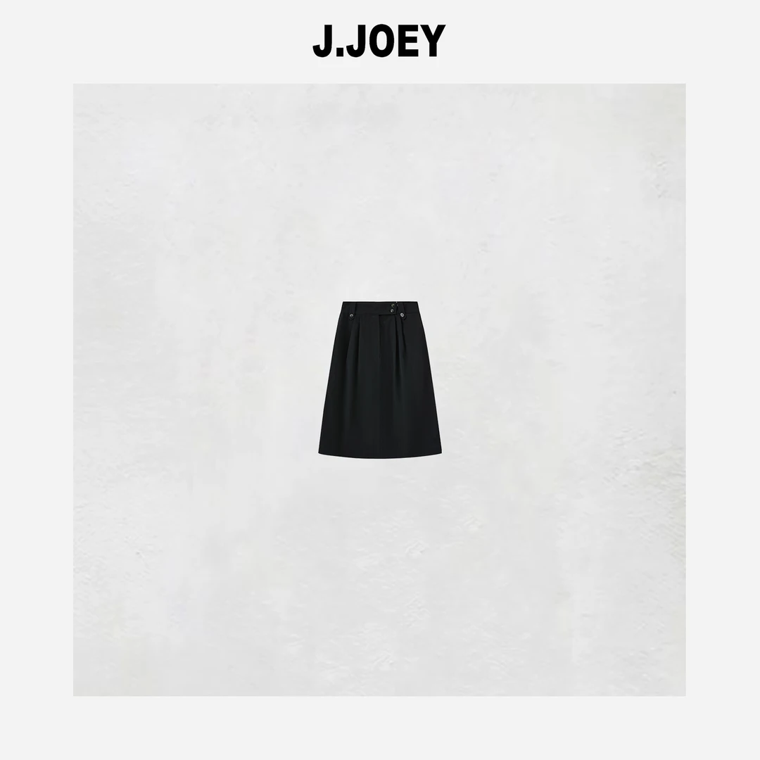 J.JOEY 秋冬百搭高腰纯黑色半身裙显瘦休闲裙子中长裙  0557
