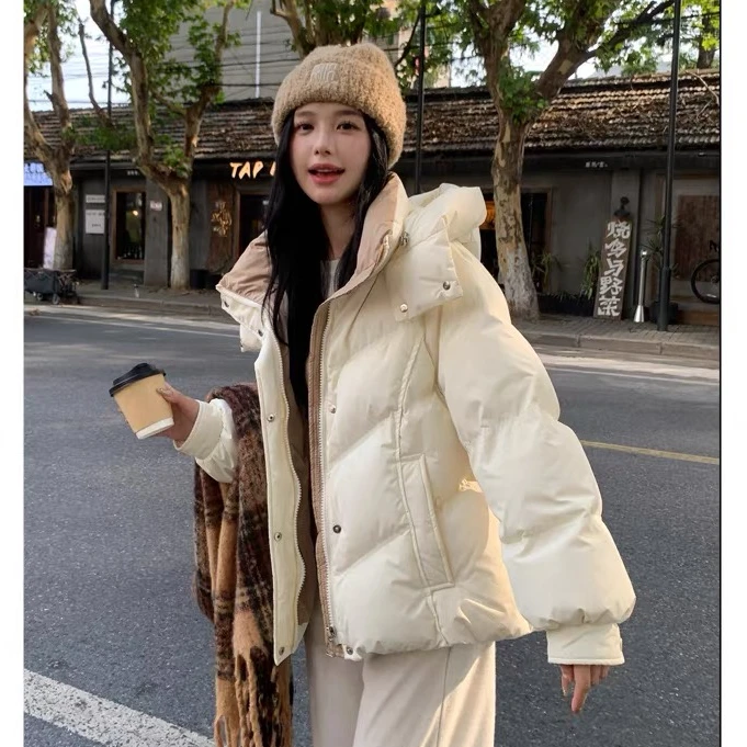 【YINX印系】2025年新款韩版撞色高端洋气加厚冬季白鸭绒羽绒服新款