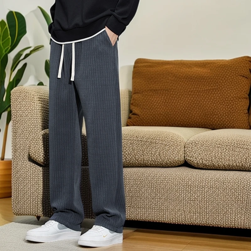 2024秋冬加厚保暖休闲裤宽松舒适直筒运动男裤潮牌百搭灯芯绒长裤