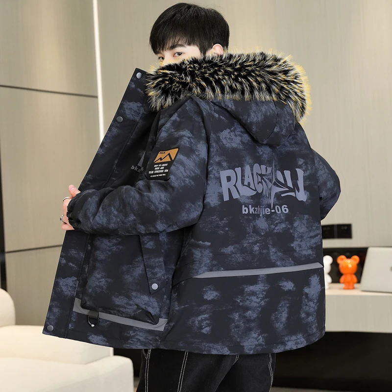 防水加绒加厚派克棉服外套新款冬季潮流男装连帽加绒保暖搭子棉衣