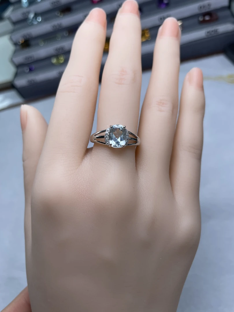 新疆珠宝925海蓝宝戒指