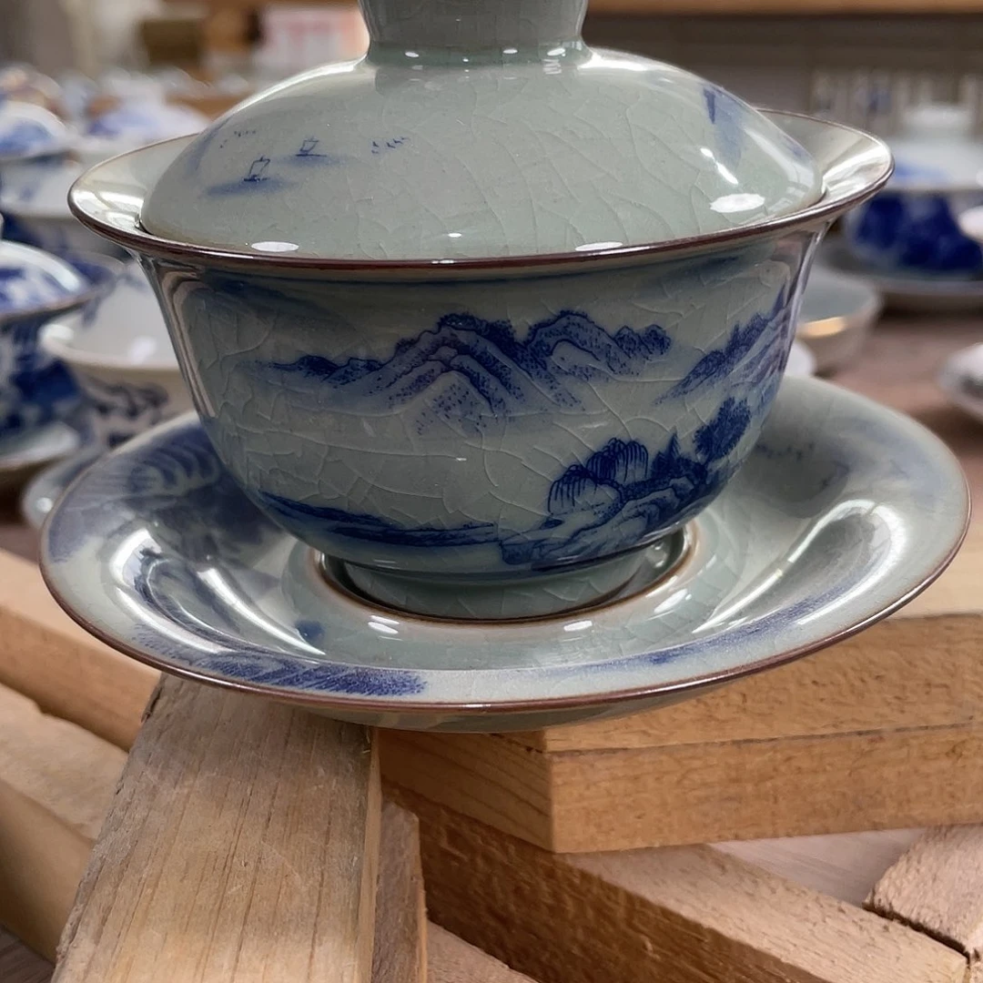 碗淘泥富春山居图元宝盖碗（微瑕