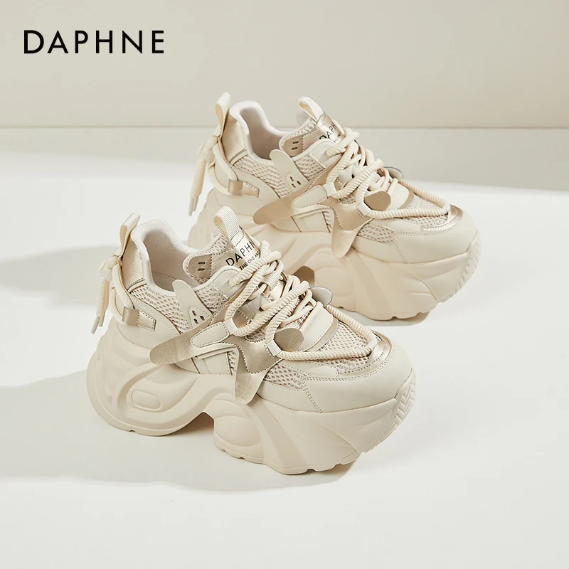 达芙妮9cm内增高老爹鞋女鞋新款厚底松糕鞋女款小个子休闲运动鞋
