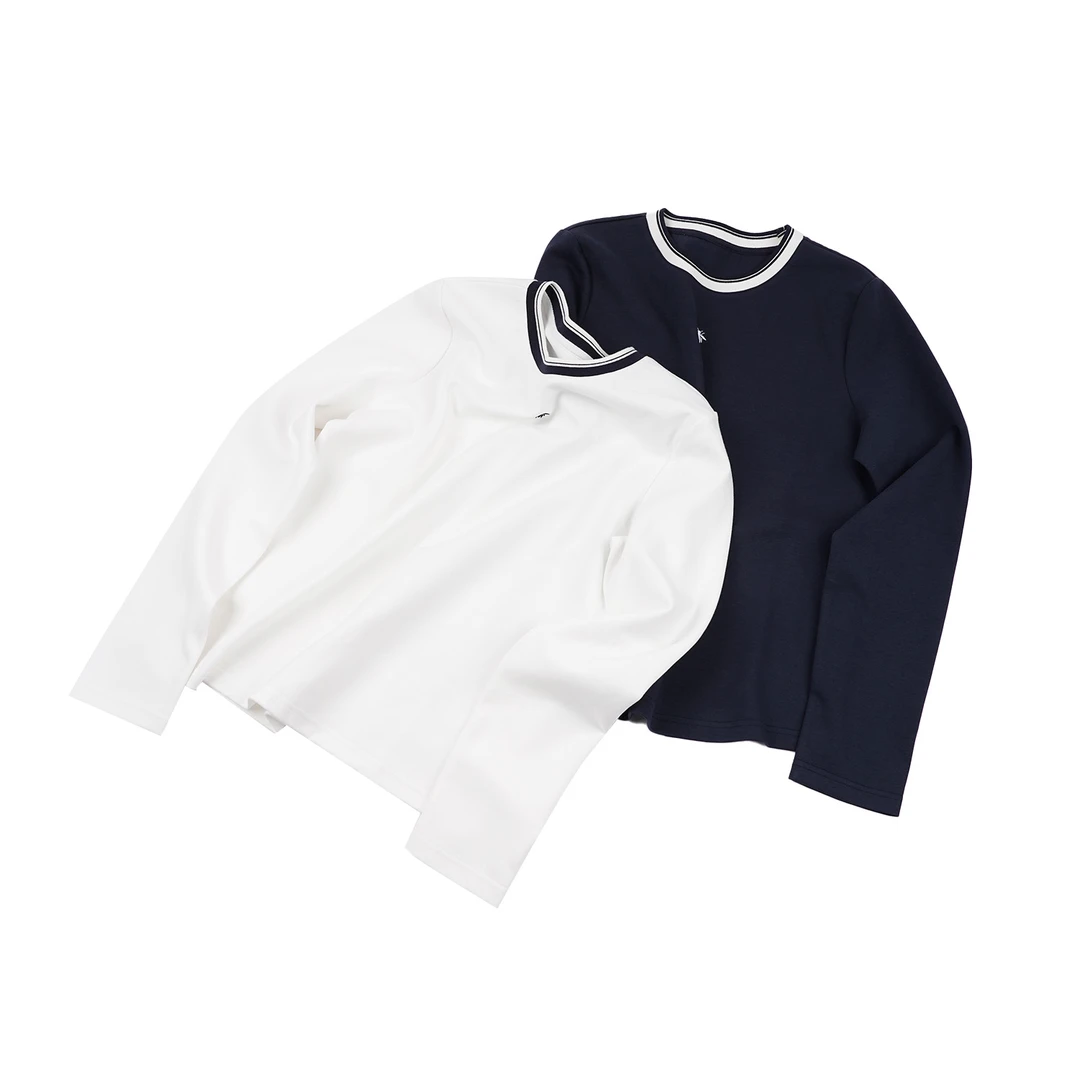 【复古蜜蜂刺绣打底长袖】秋冬时尚休闲百搭简约纯色圆领CXAL49129