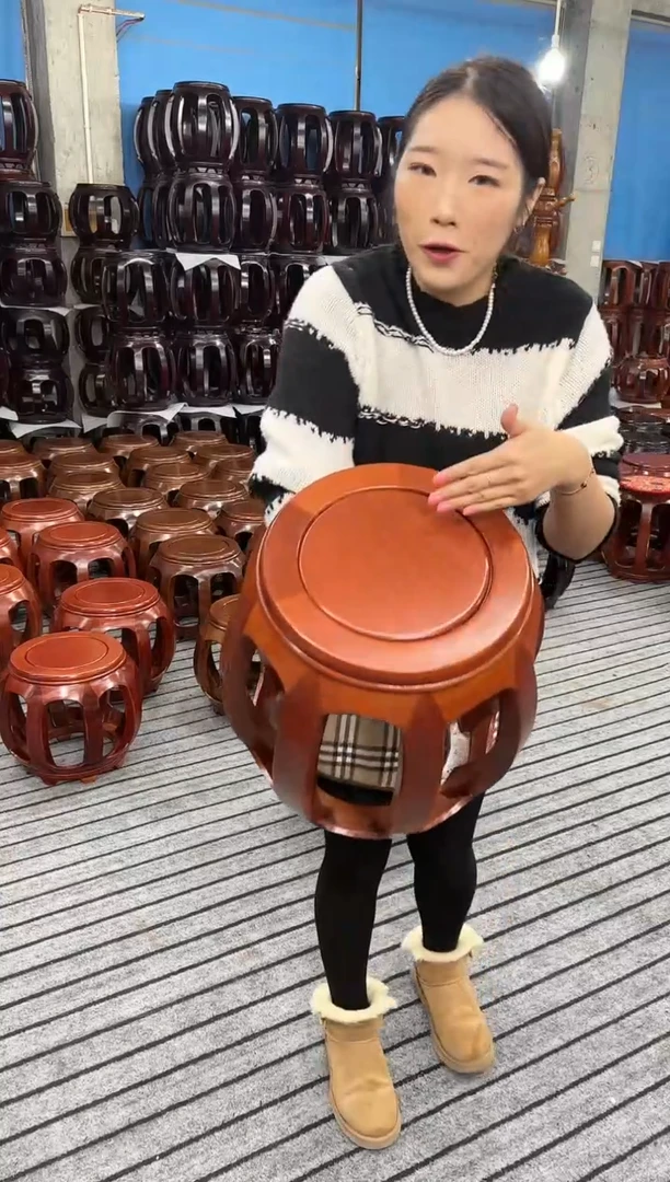 【闪购商品】花梨木类家具6张 金花梨花梨色大号鼓凳