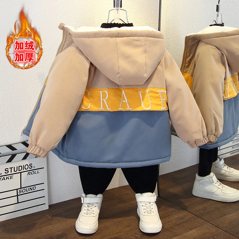 男童男孩外套秋冬款2025新款帅气儿童派克棉服宝宝冬装棉衣潮